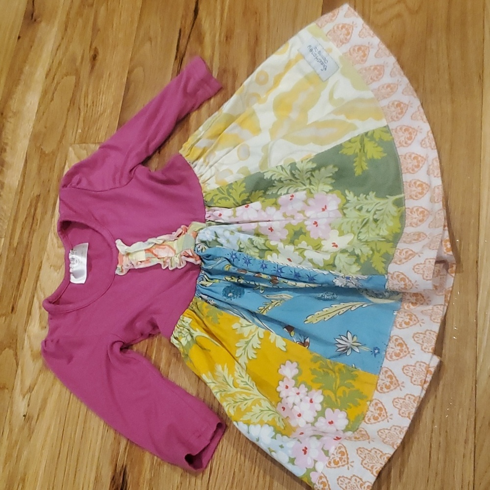 SweetHoney Vintage Style Long Sleeve Pieced Skirt Ruffle Bodice Dress Girls 12M